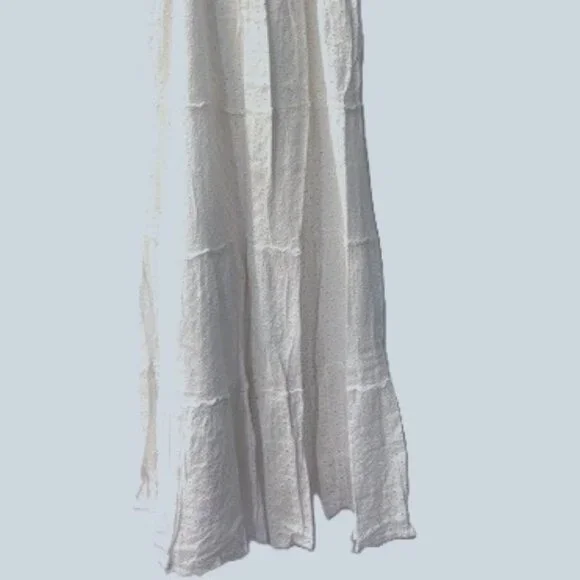 Michael Kors White Eyelet Smocked Back V-Neck Tiered Empire Maxi Dress LARGE NWT - Picture 3 of 5
